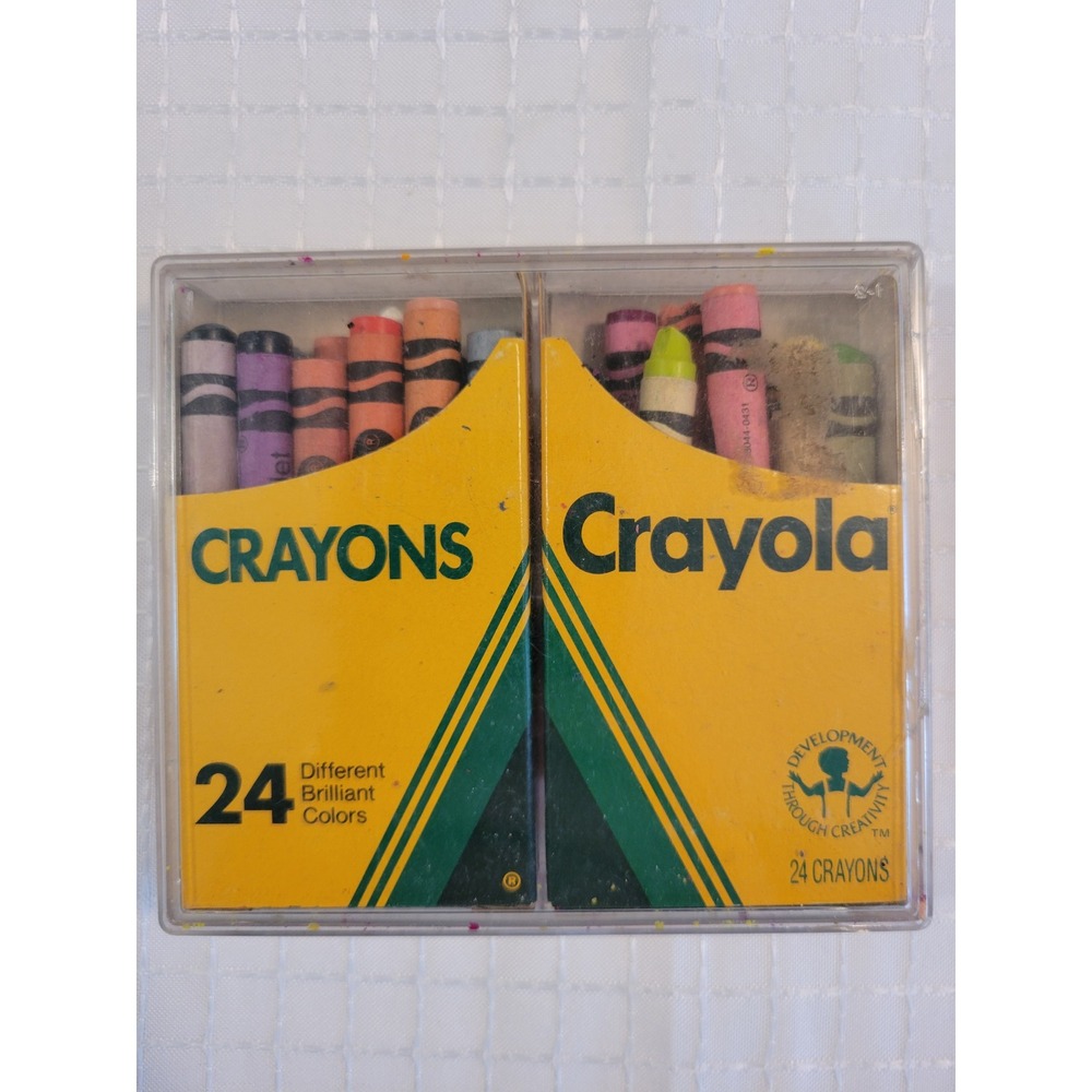 Vintage 1988 Crayola 24 Count Crayons Binney & Smith 52-024P Plastic Case Box